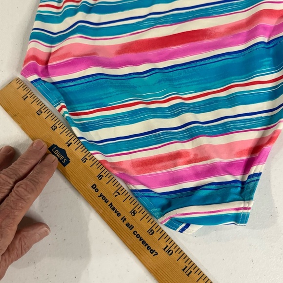 Niptuck Striped Swimsuit Blue, Pink & White Multi-fit Cups Ruched Women’s Size 6 - Picture 10 of 12